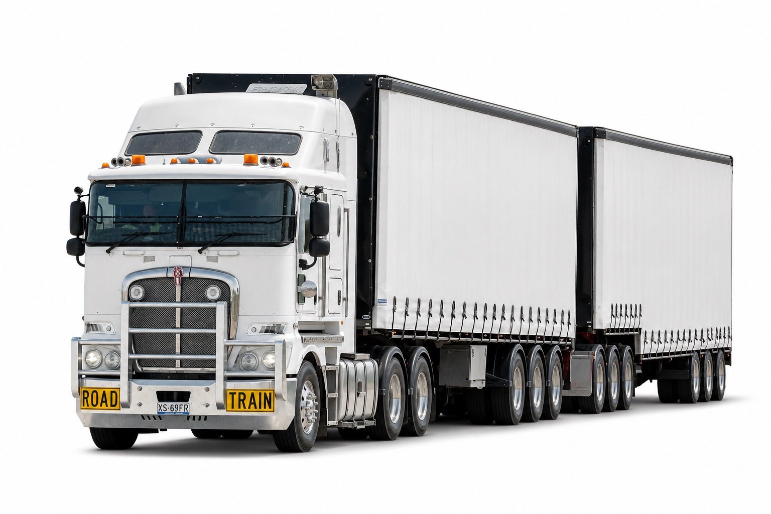Road train truck with tautliner trailers